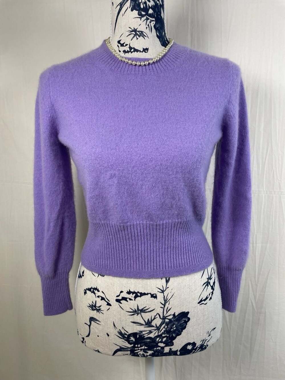 J Crew Purple 100% Cashmere Cropped Sweater, Soft Ribbed Knit — Size S